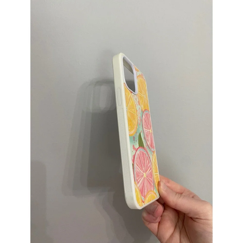 iPhone 12 Pro Max Case Unisex White Multicolor Citrus Fruit Print Watercolor
